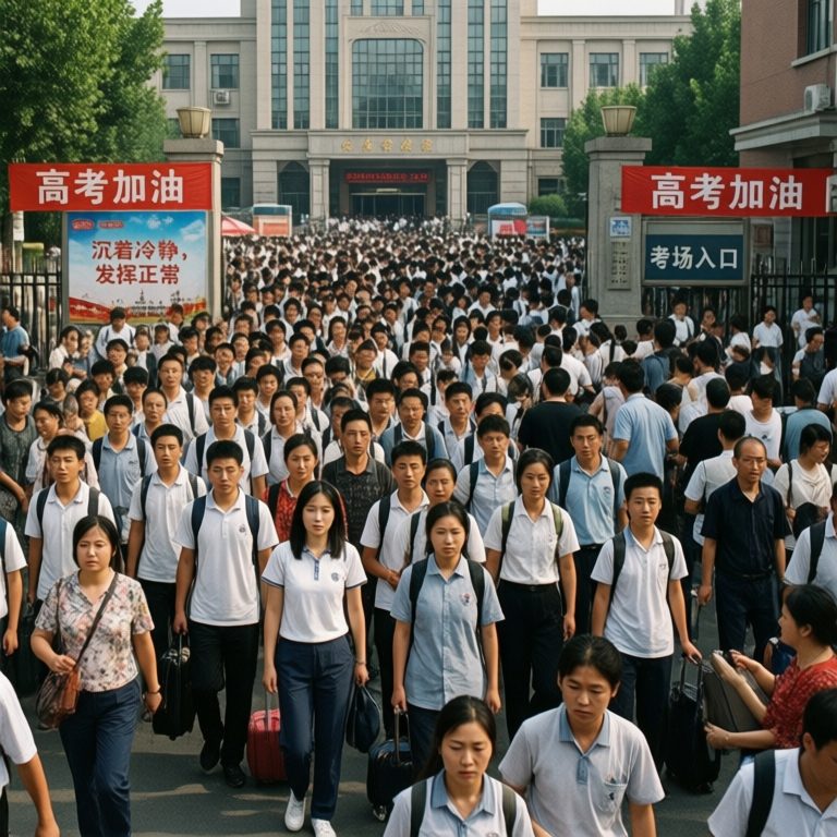 高考考场外的人群